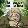 j_quadrifrons: Uncle Iroh from Avatar: The Last Airbender, contemplating a plant, with the caption "to tea or not to tea" (tea and victory!)