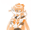 sporky_rat: Sailor V in orange hue wearing her trademark mask (more sailor v)