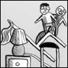 labellementeuse: a picture of two small children standing on top of a pile of furniture (fish chaircastle!)