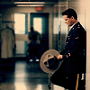 wychwood: Fraser is alone in a corridor holding his hat (due South - Fraser alone with his hat)