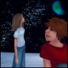labellementeuse: a girl and a boy stand on the surface of the moon, looking towards the Earth (yw bestfriends4evah!1!!)