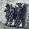 go_dog_go: Pencil drawing of three werewolves leaning against a wall and talking (wolf: street gang)