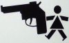 the_shoshanna: block-outline image of little girl with HUGE pistol (girl with gun)