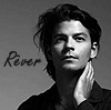 isagel: Stéphane Lambiel, gazing dreamily into the distance, a b/w shot like an old-fashioned movie star, with the text 'Rêver'. (fs stéphane rêver)