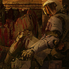 hokuton_punch: Picture of someone in space marine armor, seated, reaching into an ammo box. (marathon marine at bloody rest)