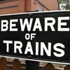 loganberrybunny: Beware of Trains sign (Beware of Trains)