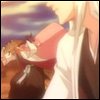 tangeriner: Shunsui, full body, in the background; Ukitake, only his chin and below, in the foreground (bleach: ukitake ♥ shunsui)
