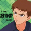 annotated_em: young Fuji Yuuta (Prince of Tennis anime) looking grumpy, captioned "I am not cute!" (not cute)