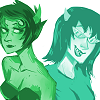 speakveryclearly: Kanaya with faintly upquirked lips and eyebrows at a whimsical Terezi. (Uncertainty)