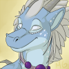 tangyabominy: A headshot of a happy blue dragon. (mood icon happy)