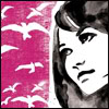 birdhead: watercolour image of white birds on pink background and a woman's face sketched in black (Default)