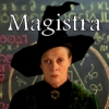 kouredios: McGonagall, before a blackboard full of runes with the word "Magistra" set over her hat. (Magistra)