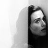 rhianona: Morgana B&W against wall from BBC's Merlin (Morgana)