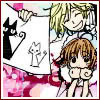 animangod: Fai with the kitty sign and sakura (girls and kitties)