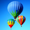 el_staplador: 3 hot air balloons against blue sky (three balloons)