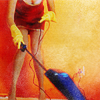 goodbyebird: American Beauty: Cleaning house in a red mini-dress and high heels. (ⓕ suburban)