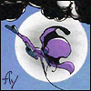 axiom_of_stripe: DC Comics: Spoiler swoops overhead against stormclouds with the caption "fly" (Girl on a string)
