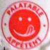 metawidget: A "palatable" icon with happy face licking lips and captions in both official languages.. (palatable)