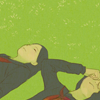 femfeb_prompt: slightly overcast day, two people lying on grass with eyes closed, one person rubbing face (2)