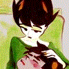 speakveryclearly: Kanaya holds sleeping Karkat's head in her lap, petting his hair, and looks down at him somberly. (Dedication)