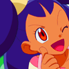 pkmntrainerrose: Iris giving a thumbs up, happily winking. (iris winking)