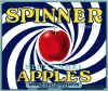 laughingrat: A swirly blue and white background over which is a picture of a red apple and the caption Spinner Apples. (Spinner Apples)