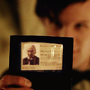 sohotrightnow: The Eleventh Doctor holding out an ID badge whose picture is of the First Doctor. ([dw] show some ID)