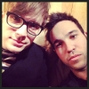 dapatty: Patrick Stump smiling with Pete Wentz leaning toward his shoulder. (pete&patrick <3)