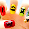 taeli: nails with a different color and superhero logo on each ([comics] dc superhero nails)