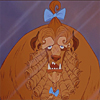 flyingthesky: Beast looking into the mirror. He has blue bows in his hair, which is curled. (disney: b&b | prettiest princess)