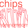 la_fono: chips with smiley faces and the caption "omnomnomnom" (chips)