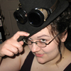 rsterbin: Me in a black hat with goggles perched on the brim (goggles hat)