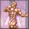 kjorteo: Screenshot from Cho Aniki, of a macho-camp bodybuilder with fairy wings and antennae. (Cho Aniki)