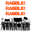 raze: crowd with signs chanting rabble rabble rabble (rabble)