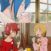 charming_stranger: Wako, Sugata and Takuto from Star Driver, eating and looking happy together (Star Driver)