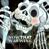 grey_gazania: the last unicorn's talking skull with red cheekbones, and empty flask, and text: now that was wine (pay it no mind; you just walk on through)