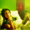 capn_mactastic: Joan watson reading in bed with green/gold filter (Joan - reading)