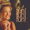 next_to_normal: Glory clasping her hands together; text: fun! fun! fun! (fun fun fun)