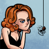 sansets: Fanart (by pentapus) of Natasha Romanoff, codename Black Widow, glaring at a Black Widow spider (Natasha saw a spinder and GLARED!)