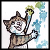 greenwycke: Happy cat painting blue and green paw prints across the screen (Default)