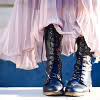 cadenzamuse: Someone, from the legs down, in a pink ruffly dress and combat boots. (my gender is: awesome)