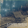 with: A bench with the word Loneliness below it (the lonely bench (kasiya))
