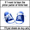 mewithme: Text: If I Want To Hear The Pitter Patter Of Little Feet - I'll Put Shoes On My Cats (Pitterpatter Cats)