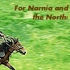 jadelennox: A racing horse on a green field: "For Narnia and the North!" (Narnia: for Narnia and the North)