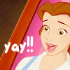 milenaa: Belle smiling with a caption saying "yay!!" (b&b - yay!)