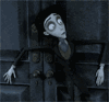 forgotten_vows: animated gif of Victor pressed up against double doors feeling around for a knob (can't find the door)