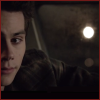 northern: Part of Stiles's face. The moon is visible through his car window. Red border. (stiles blood moon)