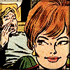 gloss: woman smirking at the man in the background (Iris is amused)
