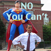 madfilkentist: Obama posing in front of a Superman statue, with added text: "No, you can't." (obama)