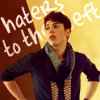lorax: Icon showing Felix, from Orphan Black, with his hands on his hips and text reading "Haters to the left" (OB - Felix "Haters to Left")
